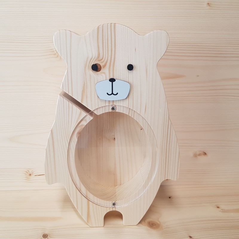 Tirelire en forme d'Ours en bois